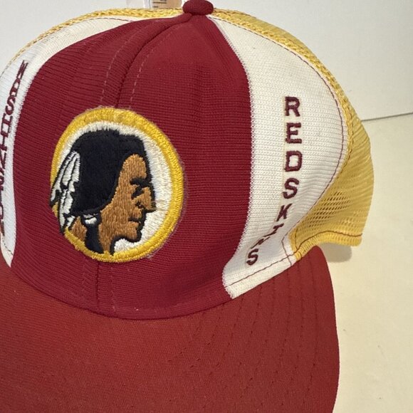 Vintage 80s Washington Redskins NFL Trucker Hat Adult Made In USA Lucky Stripe - Picture 4 of 16